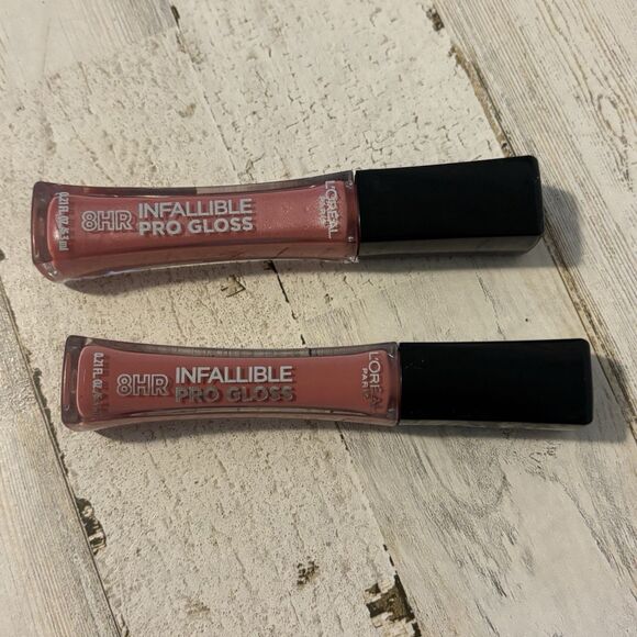 NEW L'Oreal Paris 8hr Infallible Pro Gloss Lipgloss 880 Pink Opal/885 Shell Pink - Picture 5 of 5